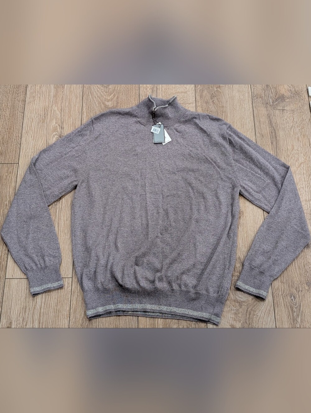 $595 Mens CANALI Wool Blend Mock neck Sweater Beige 52 US 42